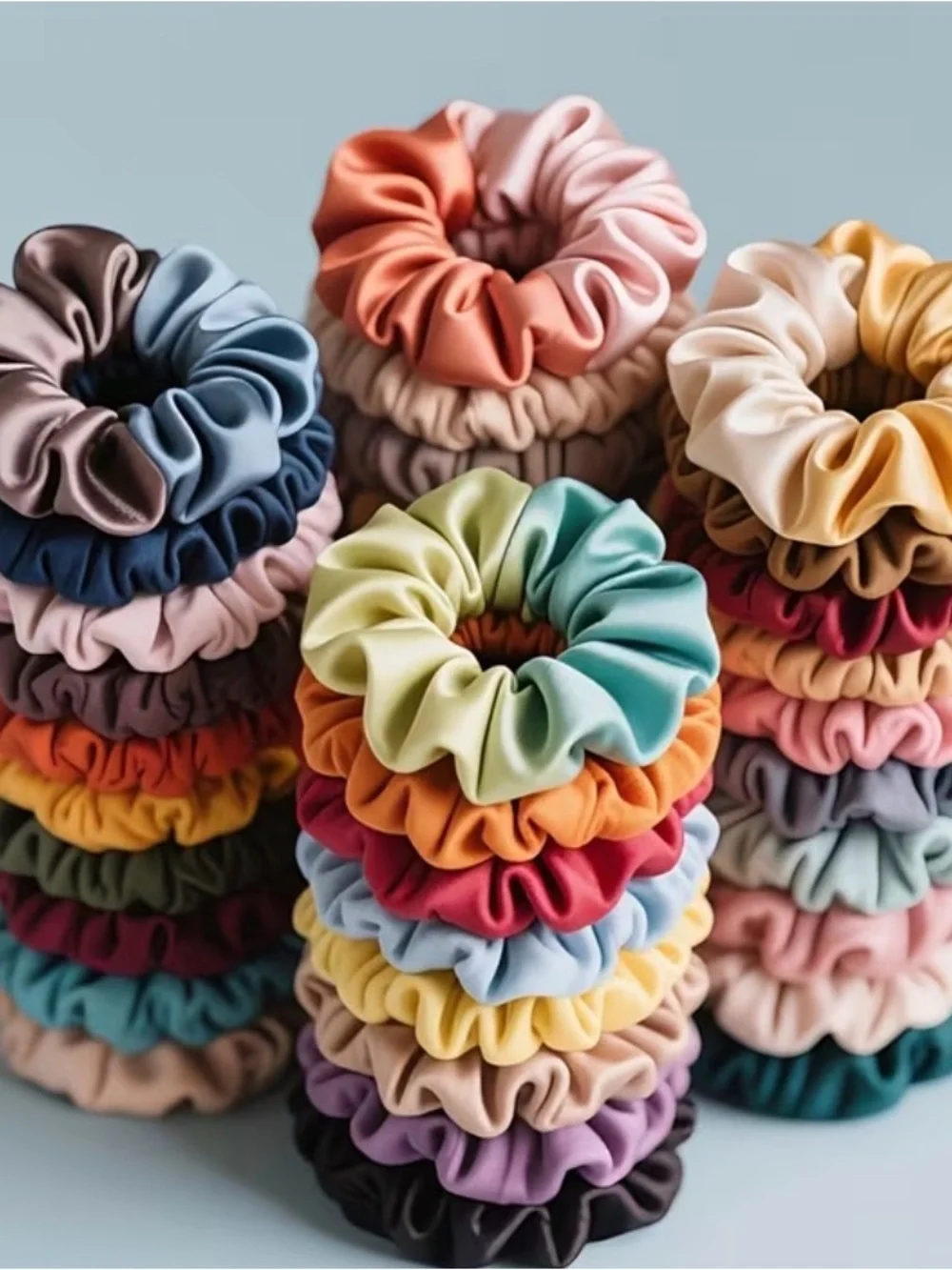10 for $15 Colorful Satin Scrunchie Set-Multicolor-color randomly selected